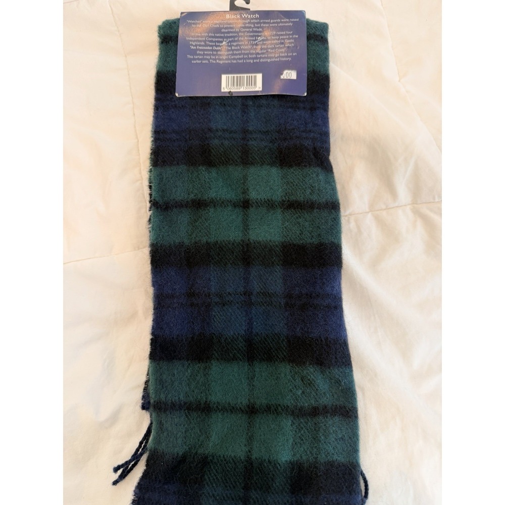 James Pringle Weavers Black Watch Scarf‎ 100% Wool Made in Scotland Plaid